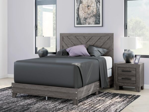 Modern Rustic Queen Platform Bed Frame with Chevron Wood Headboard