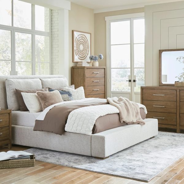 Modern 5-Piece Upholstered Queen Bedroom Furniture Set with Dresser, Mirror, Chest & Nightstand (1)