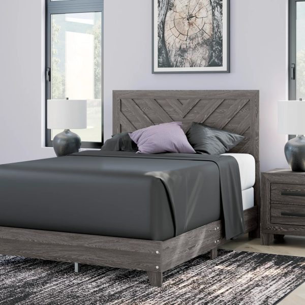Modern Rustic Queen Platform Bed Frame with Chevron Wood Headboard (4)